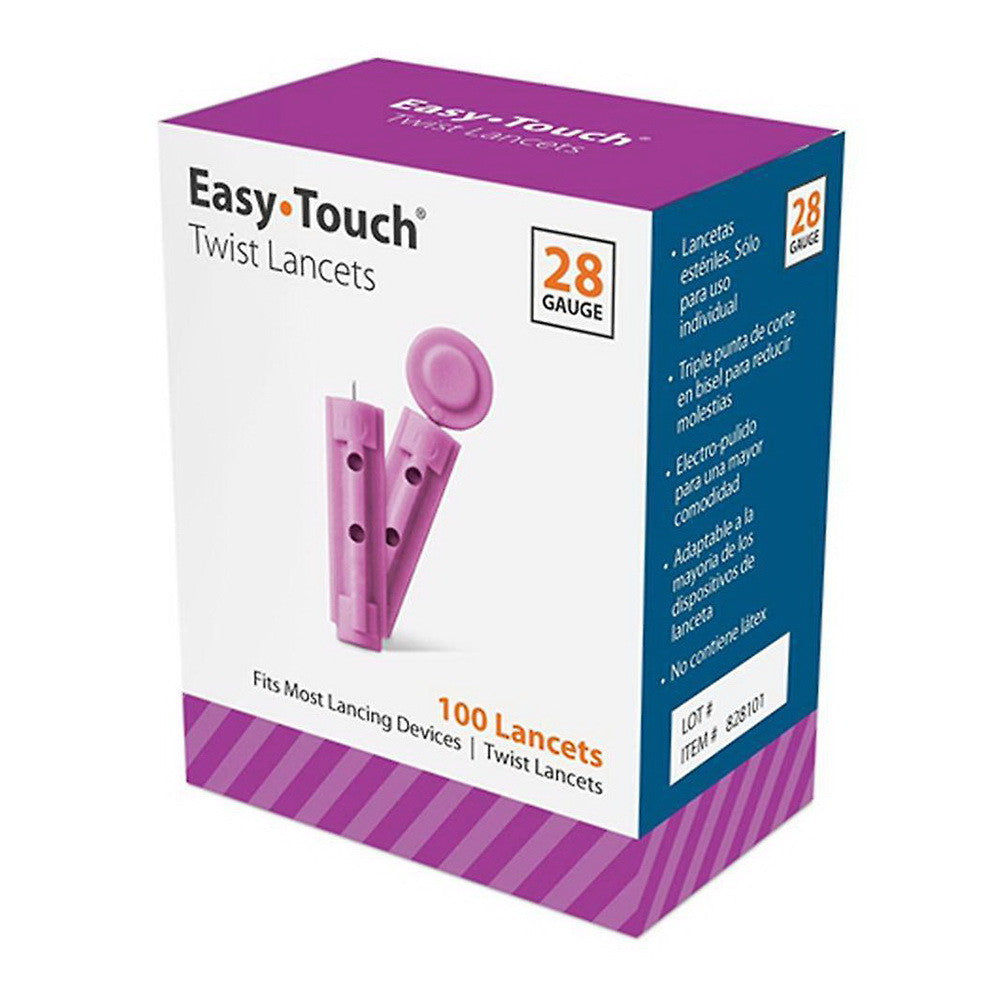 Easy Touch Twist Lancets Fits Most Lancing Devices 28 Gauge, 100 Ea